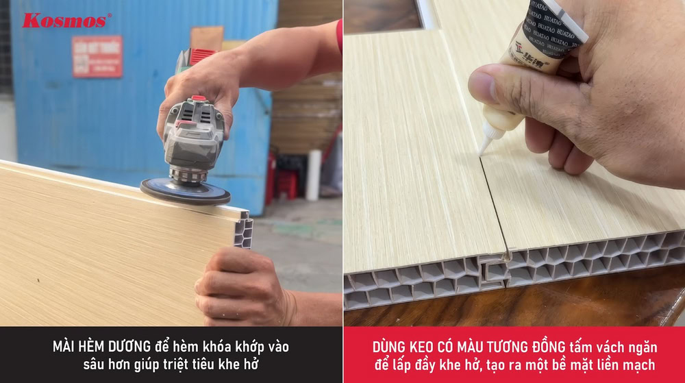 Reparasyon twou nan jwenti yon planche mezzanine vinil ki sipòte chaj.