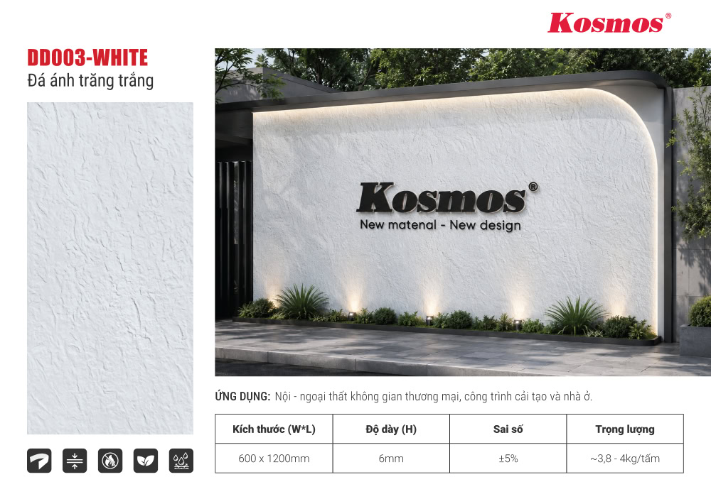 Tấm ốp đá dẻo DD003-WHITE có thể ứng dụng nhiều phong cách thiết kế Tấm ốp đá dẻo DD003-WHITE có thể ứng dụng nhiều phong cách thiết kế