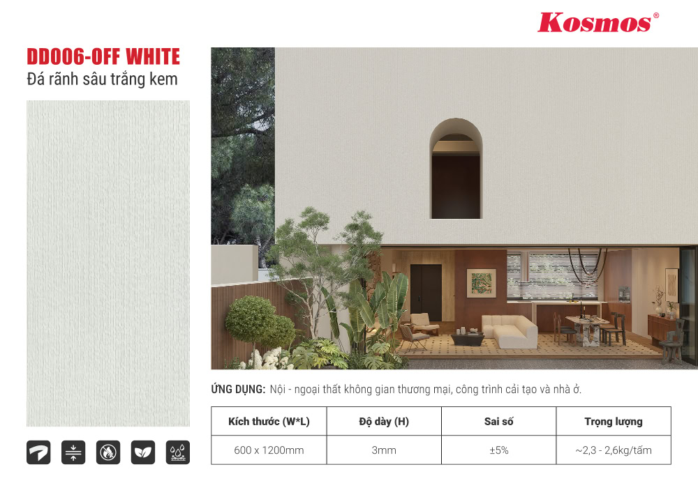 Công trình nghỉ dưỡng hoàn thiện bằng tấm ốp đá dẻo DD006-OFF WHITE