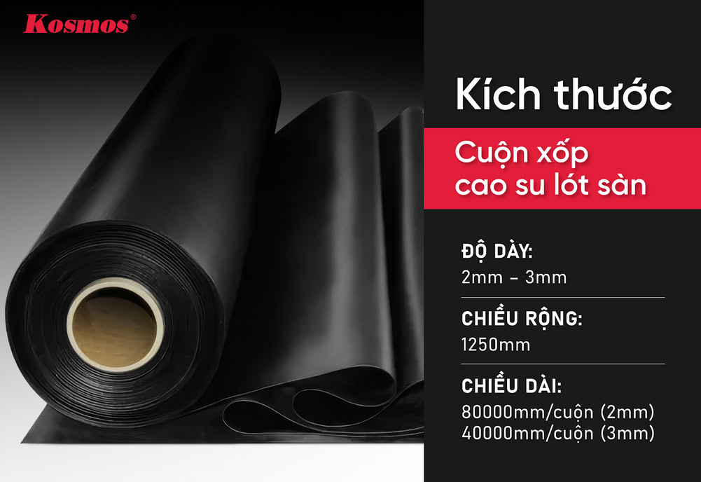 Dimensions of black rubber foam roll for flooring