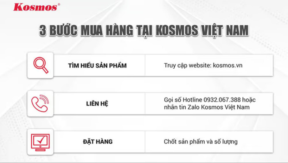 3 bước mua hàng tại Kosmos Việt Nam