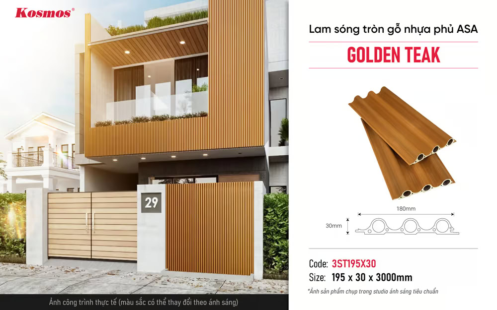 Lam 3 sóng tròn ASA 3ST195X30 Golden Teak