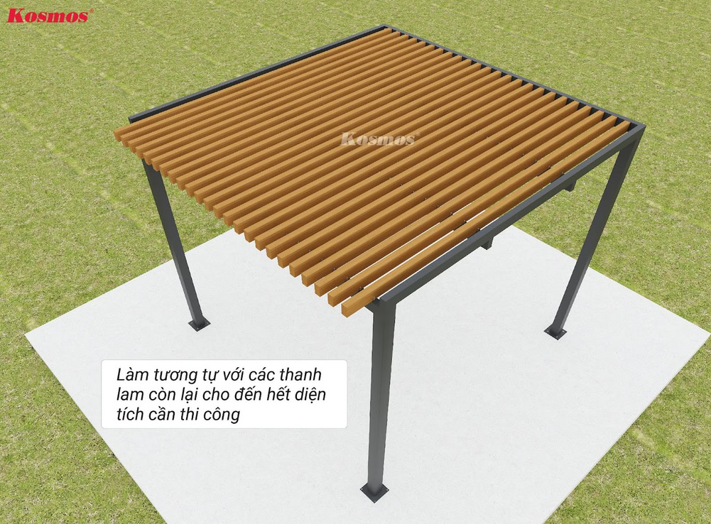 Do the same with the remaining slats until the entire area to be constructed is covered.