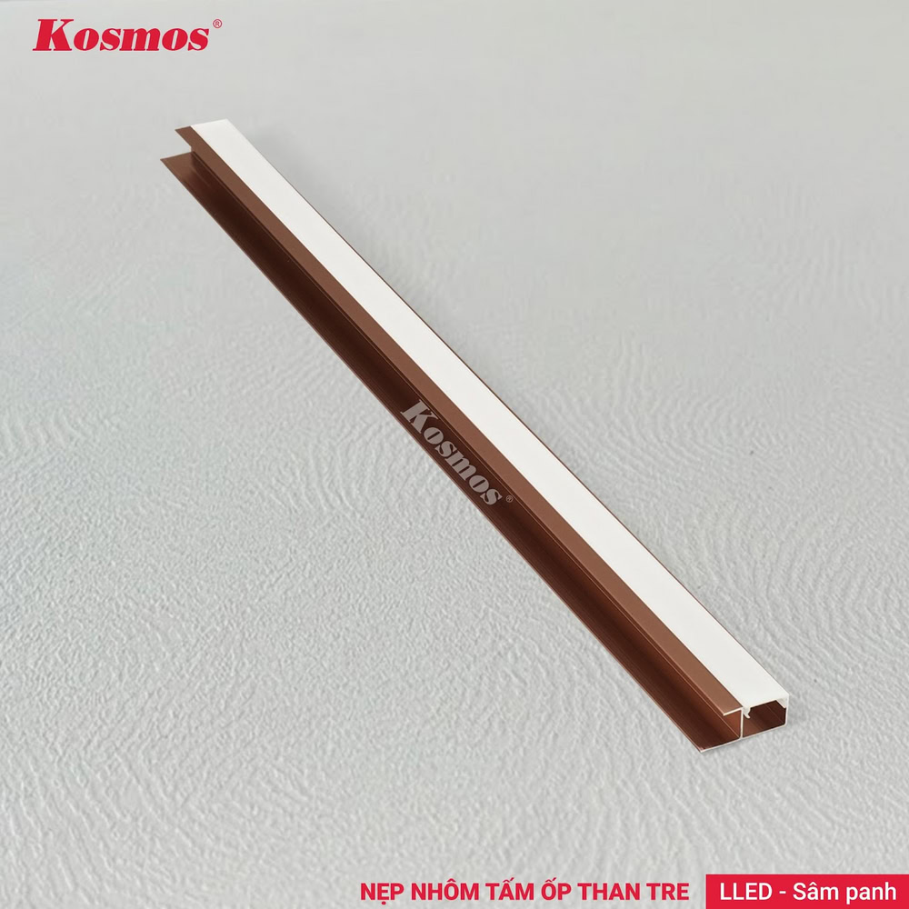 LLED-SP là nẹp kết thúc cạnh màu sâm panh có đèn LED của tấm ốp than tre 8mm