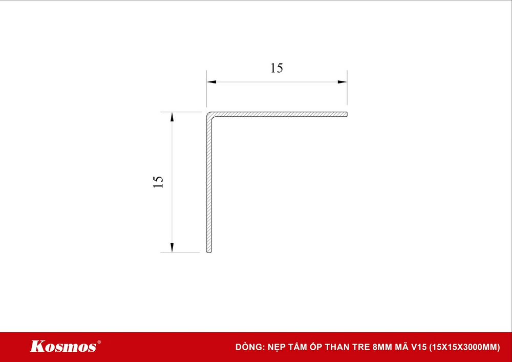 Mặt cắt nẹp nhôm tấm ốp than tre mã V15