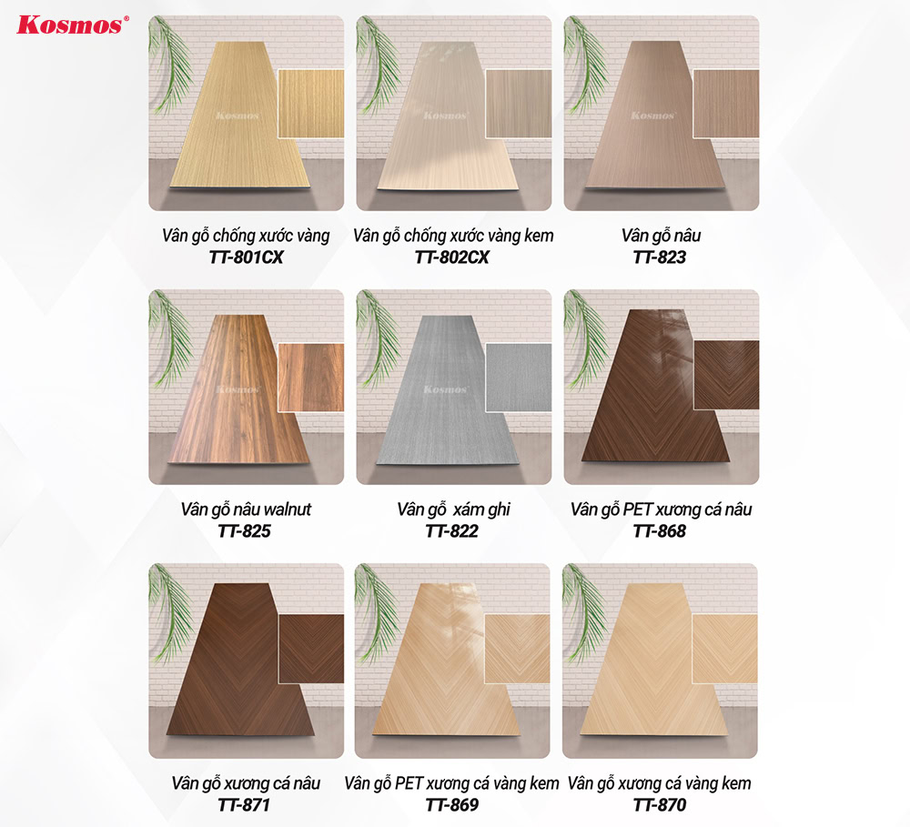 Một số mẫu tấm ốp than tre vân gỗ Kosmos đẹp