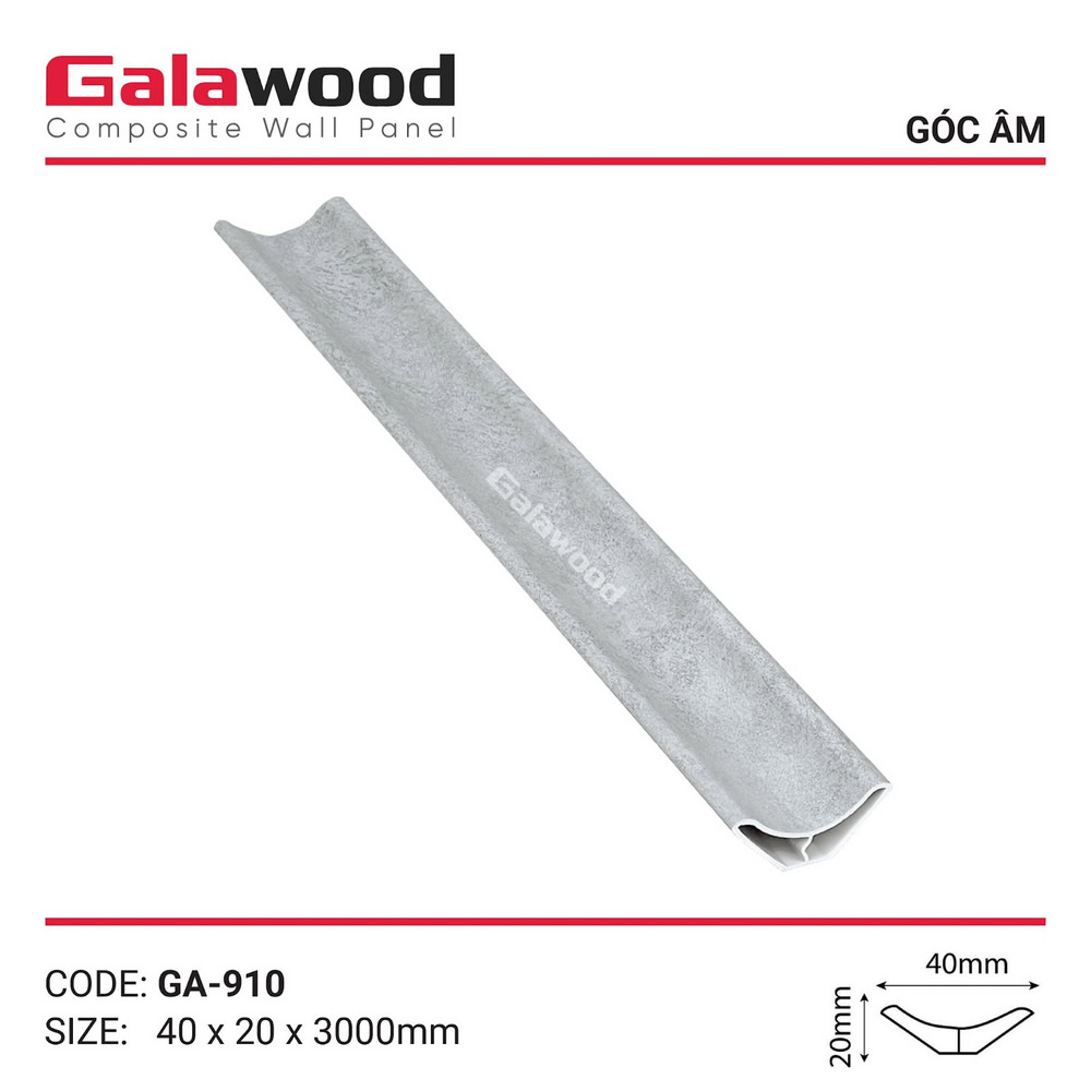 Nẹp góc âm vân giấy xám nhạt GA-910 Nẹp góc âm vân giấy xám nhạt GA-910