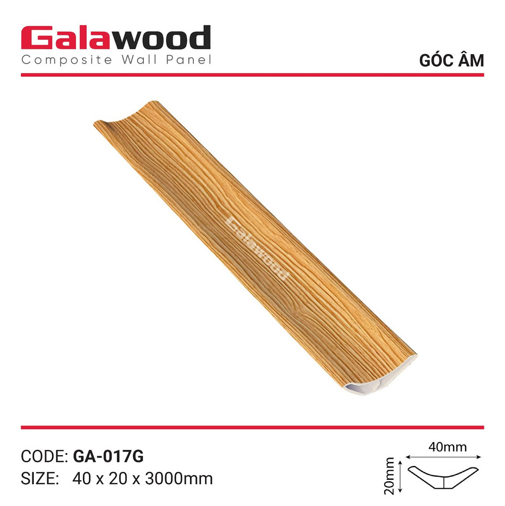 Nẹp góc âm vàng vân gỗ đậm mã GA-017G