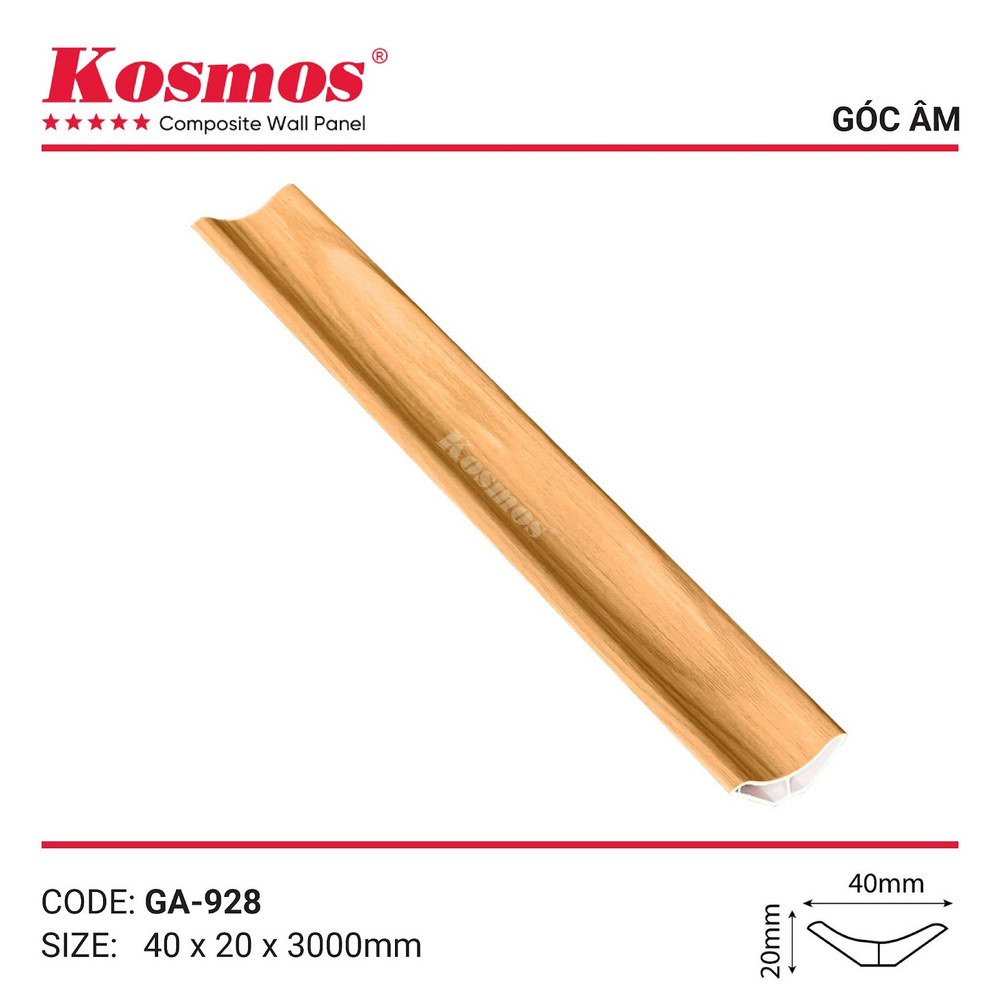 Dark wood grain gold recessed corner trim, model GA-928