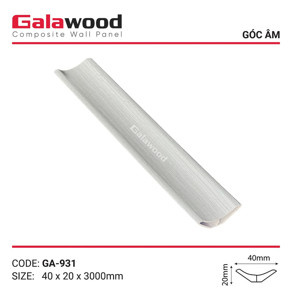 Nẹp trang trí Galawood ốp góc âm mã GA-931 trắng kem vân sọc Nẹp trang trí Galawood ốp góc âm mã GA-931 trắng kem vân sọc