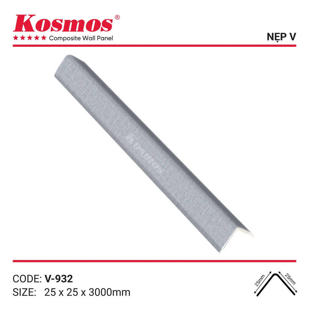 Nẹp V vân vải xám V-932 Kosmos trang trí nội thất