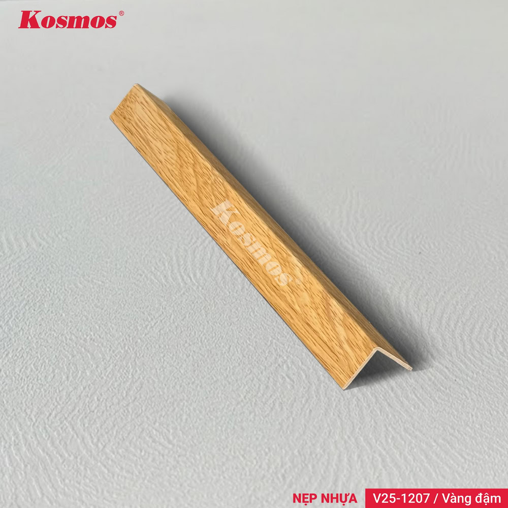 Nẹp V25-1207 vàng đậm là nẹp che góc vuông sàn gỗ hoặc sàn nhựa