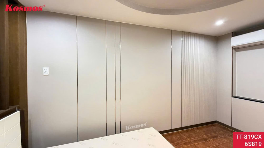 Ốp tường bằng tấm ốp than tre Kosmos được thi công bởi Đại Lý Hiệp Tiến