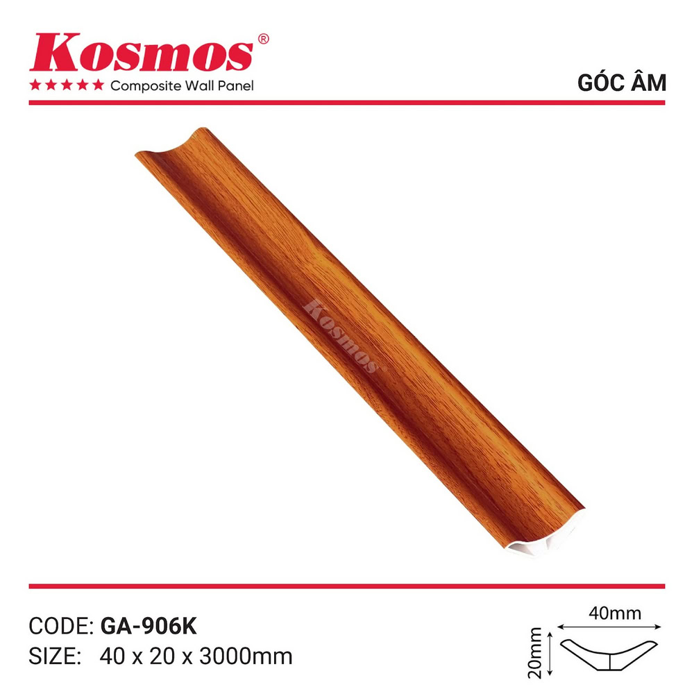 Phụ kiện nẹp góc âm đỏ cam vân gỗ mã GA-906K