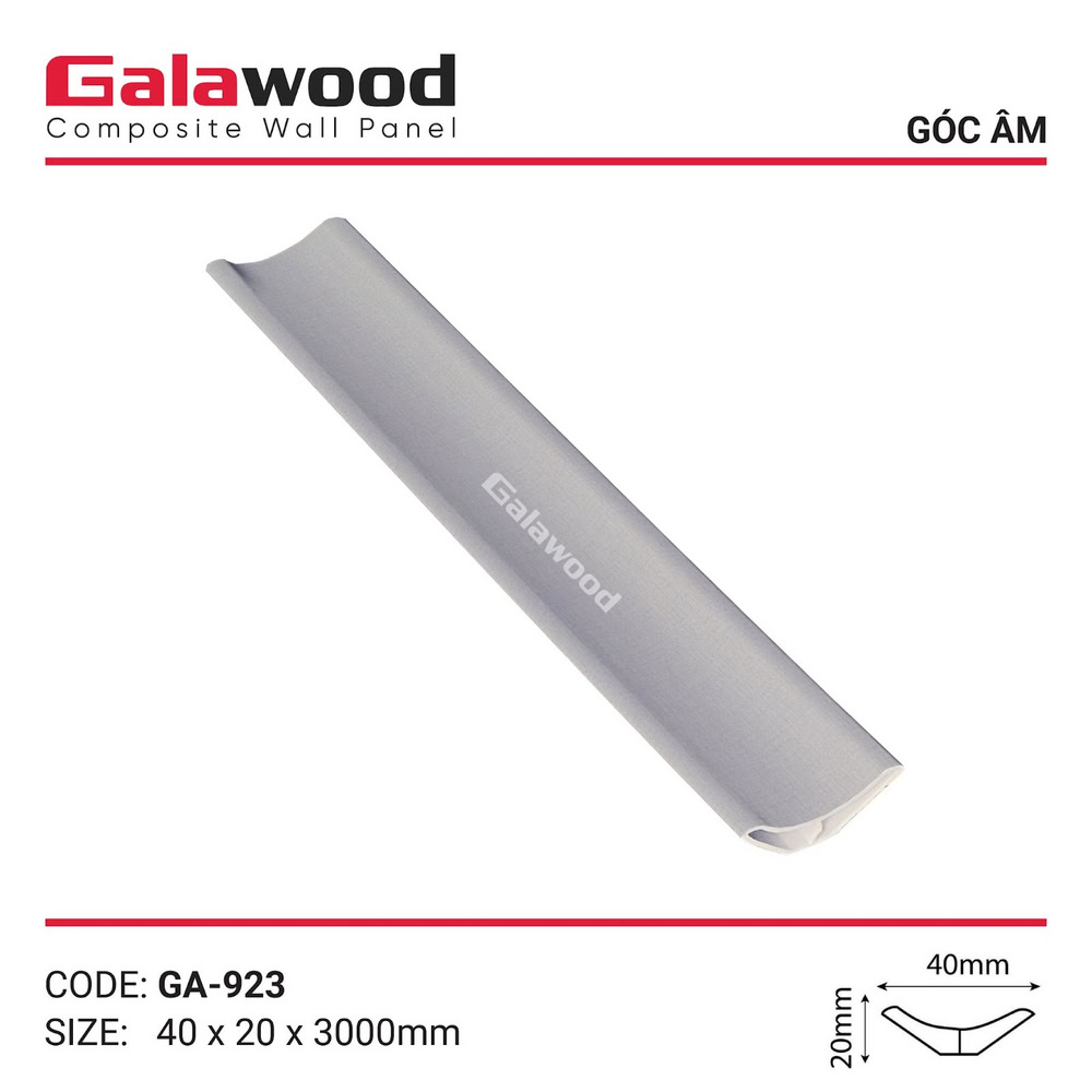 Light gray fabric-patterned recessed corner trim accessory, model GA-923