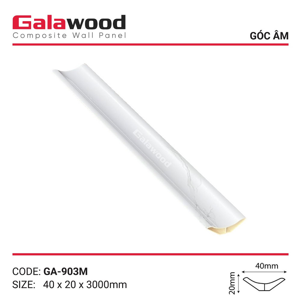Phụ kiện nẹp nhựa Galawood ốp góc âm GA-903M vân mây trắng ngà