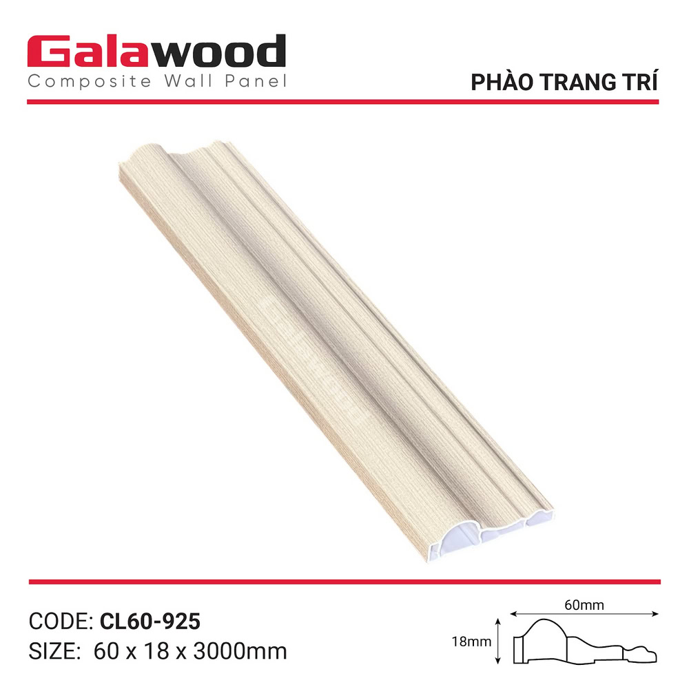 Phụ kiện phào chỉ trang trí CL60-925 vân vải vàng kem