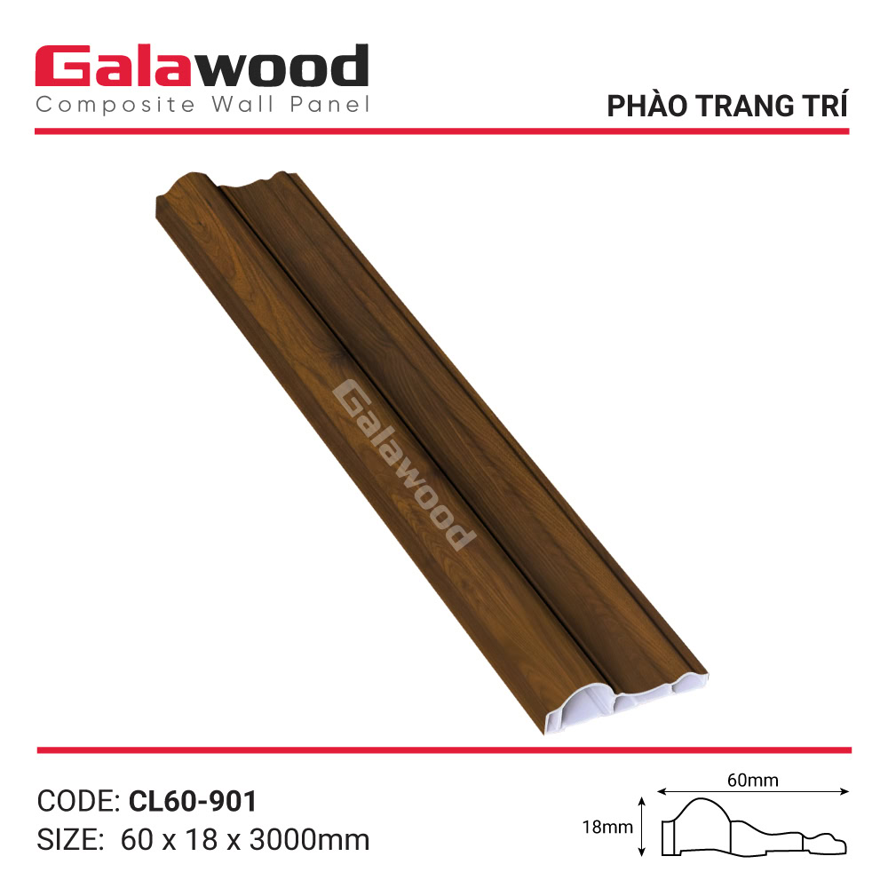 Phụ kiện phào chỉ trang trí nâu walnut mã CL60-901
