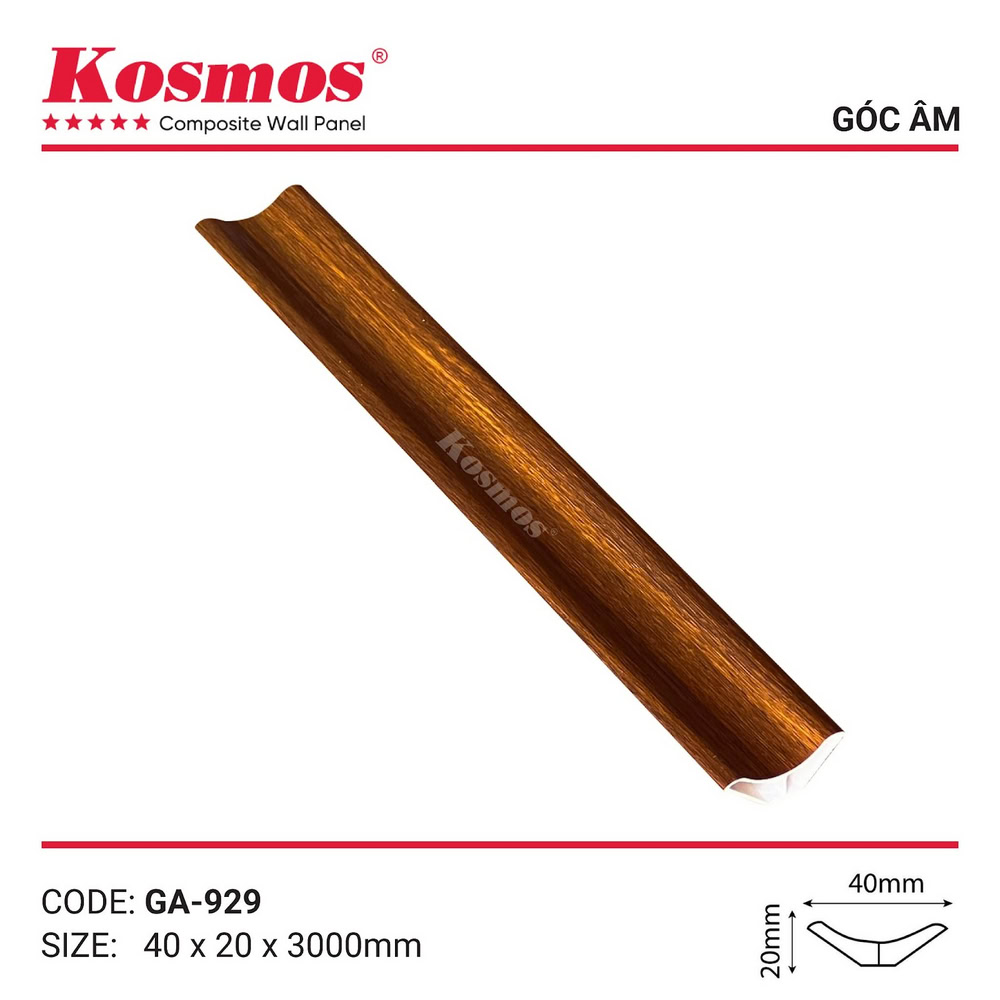 Phụ kiện phào góc âm trang trí nội thất mã GA-929 nâu vân gỗ