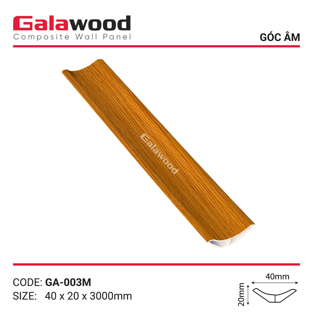 Phụ kiện phào góc âm vàng sồi đậm mã GA-003M