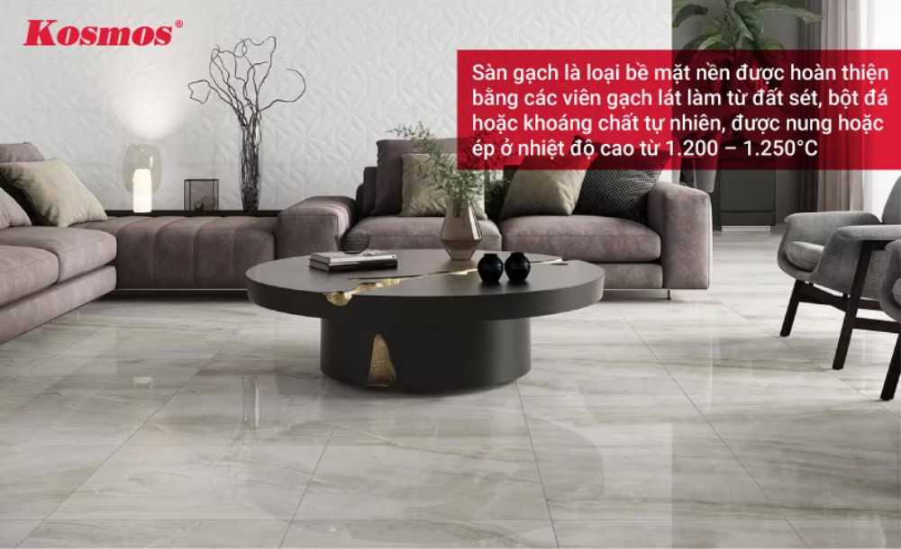 Sàn gạch là lựa chọn phổ biến cho nhiều không gian dân dụng, thương mại
