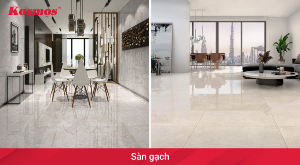 Sàn gạch là lựa chọn tối ưu nếu ưu tiên độ bền, chống nước và dễ vệ sinh

