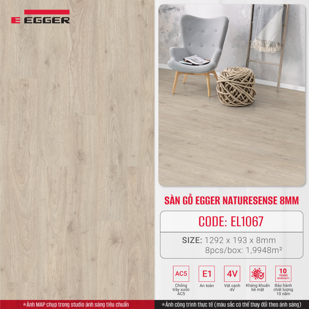Sàn gỗ công nghiệp Egger Naturesense 8mm EL1067 (Ashcroft Wood)
