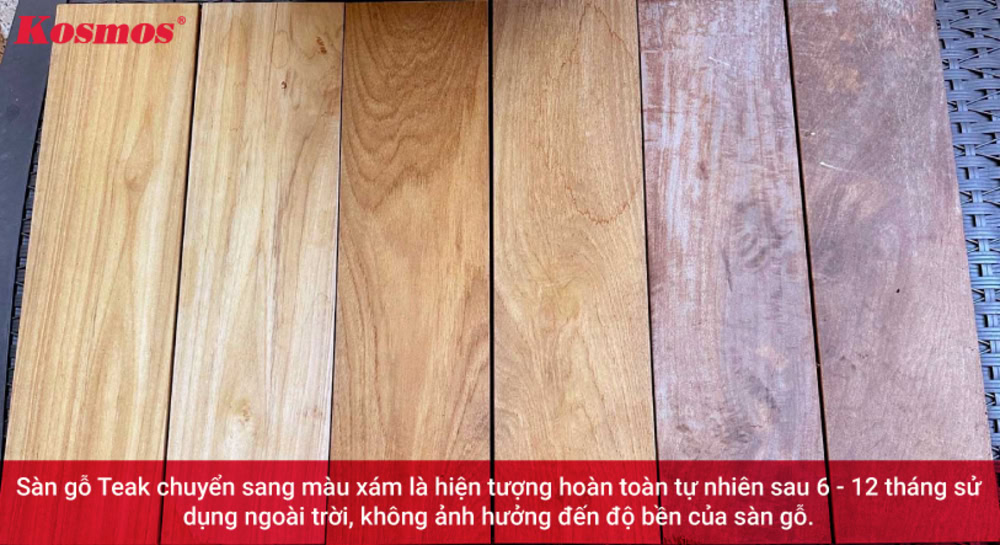 Sàn gỗ Teak chuyển sang màu xám là hiện tượng hoàn toàn tự nhiên