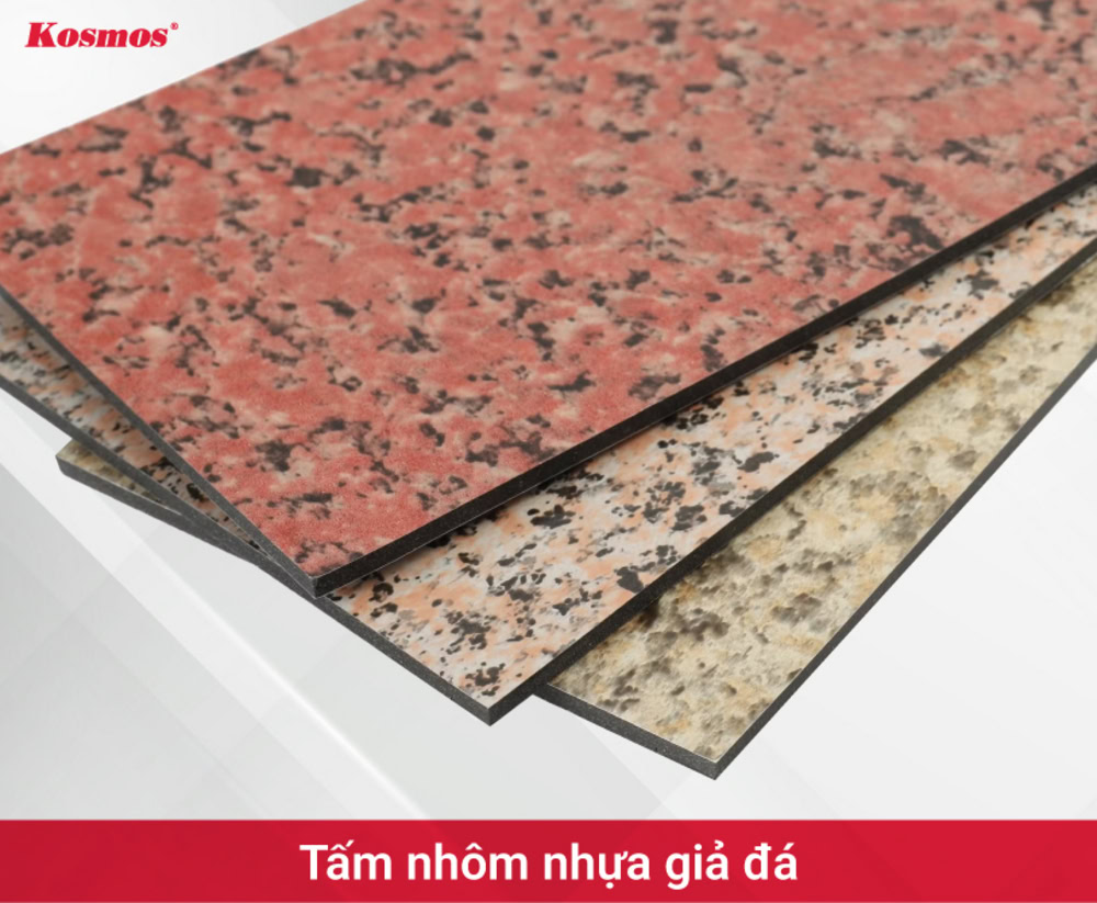 Tấm nhôm nhựa giả đá có lớp lõi làm từ nhựa được bọc bằng 2 lớp nhôm mỏng
