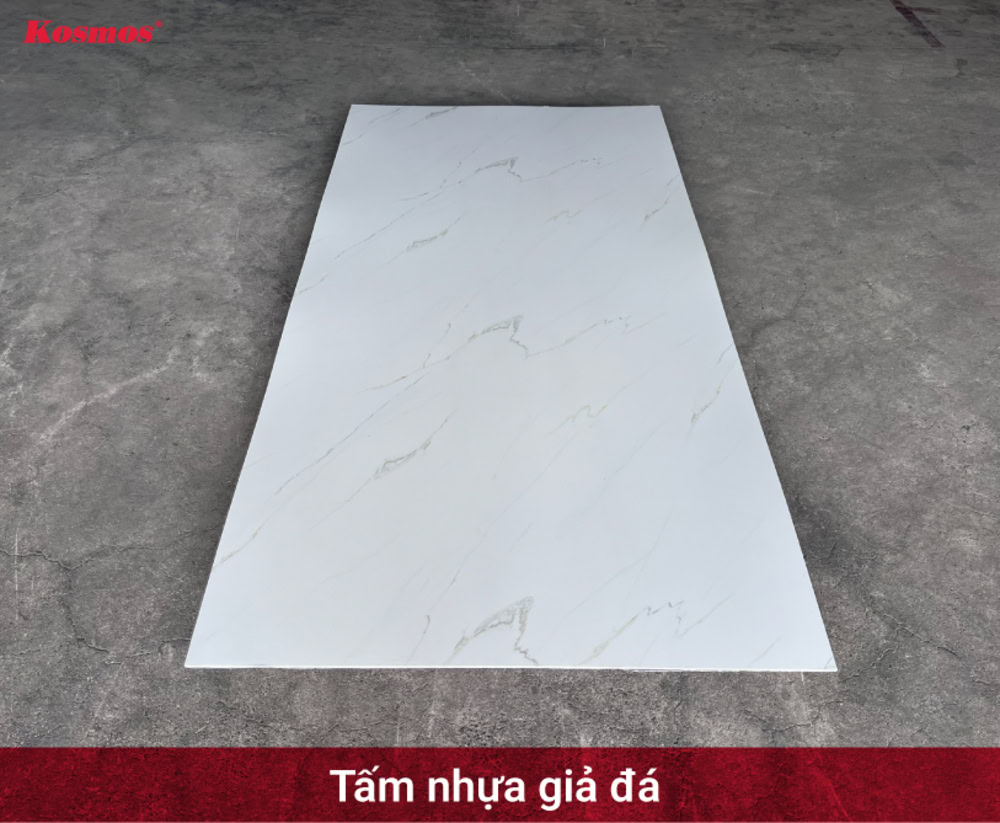 Tấm nhựa giả đá được cấu tạo từ 71% bột đá, 24% nhựa PVC và 5% phụ gia