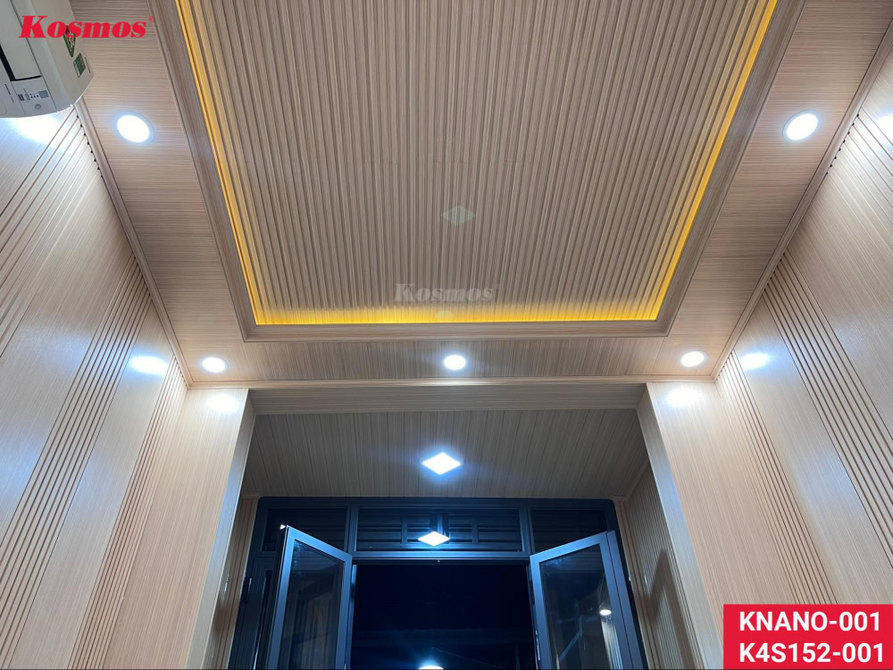 Tấm nhựa Nano phẳng và lam sóng giả gỗ ứng dụng ốp trần nội thất
