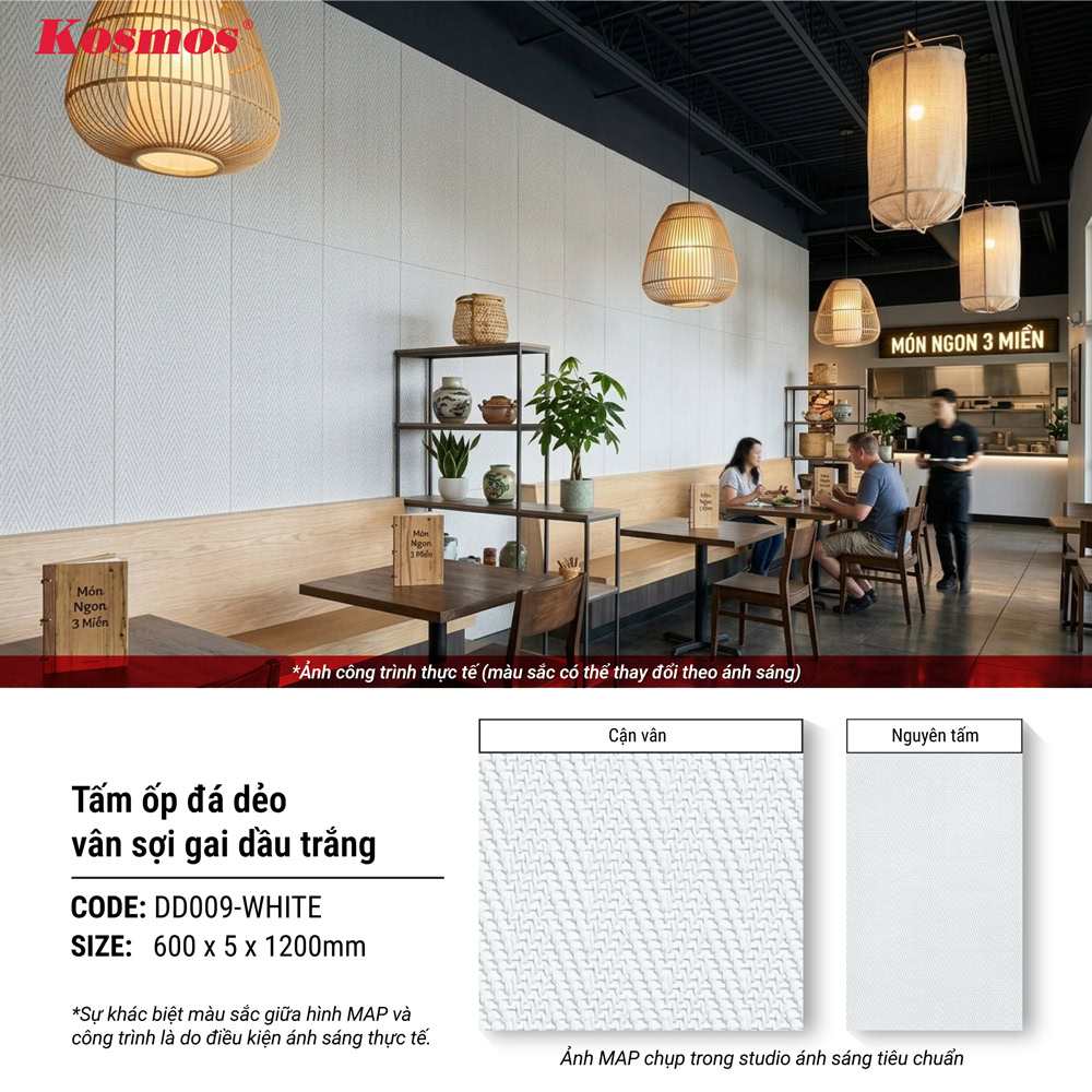Tấm ốp đá dẻo DD009-WHITE giúp mảng tường thêm mềm mại Tấm ốp đá dẻo DD009-WHITE giúp mảng tường thêm mềm mại