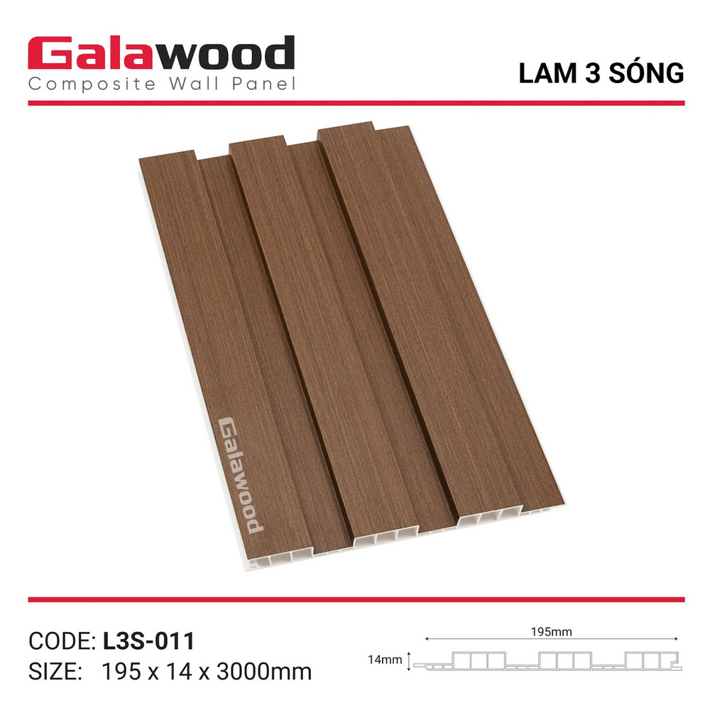 Tấm ốp lam 3 sóng nâu xước mã L3S-011