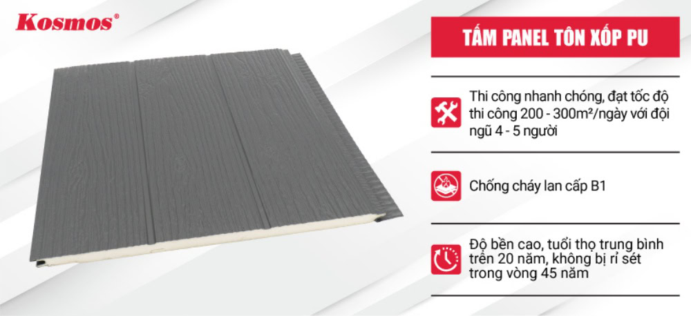 Tấm panel tôn xốp nhẹ hơn tới 60 - 70% so với vật liệu truyền thống
