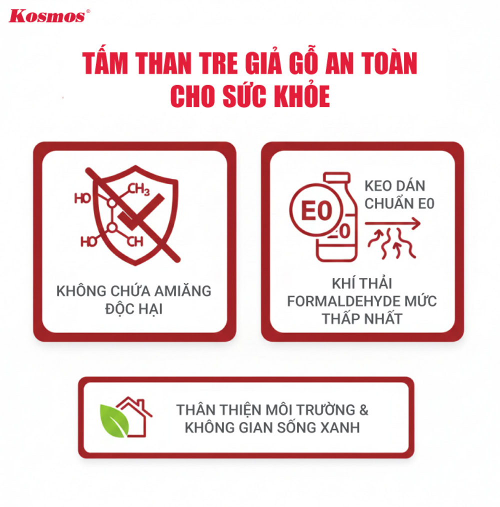 Tấm than tre giả gỗ là vật liệu an toàn cho sức khỏe