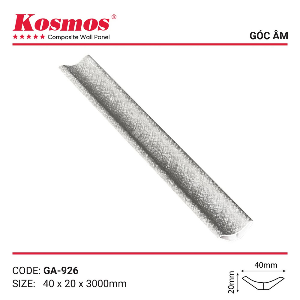 Thanh nẹp góc âm kim loại xám bạc xước mã GA-926