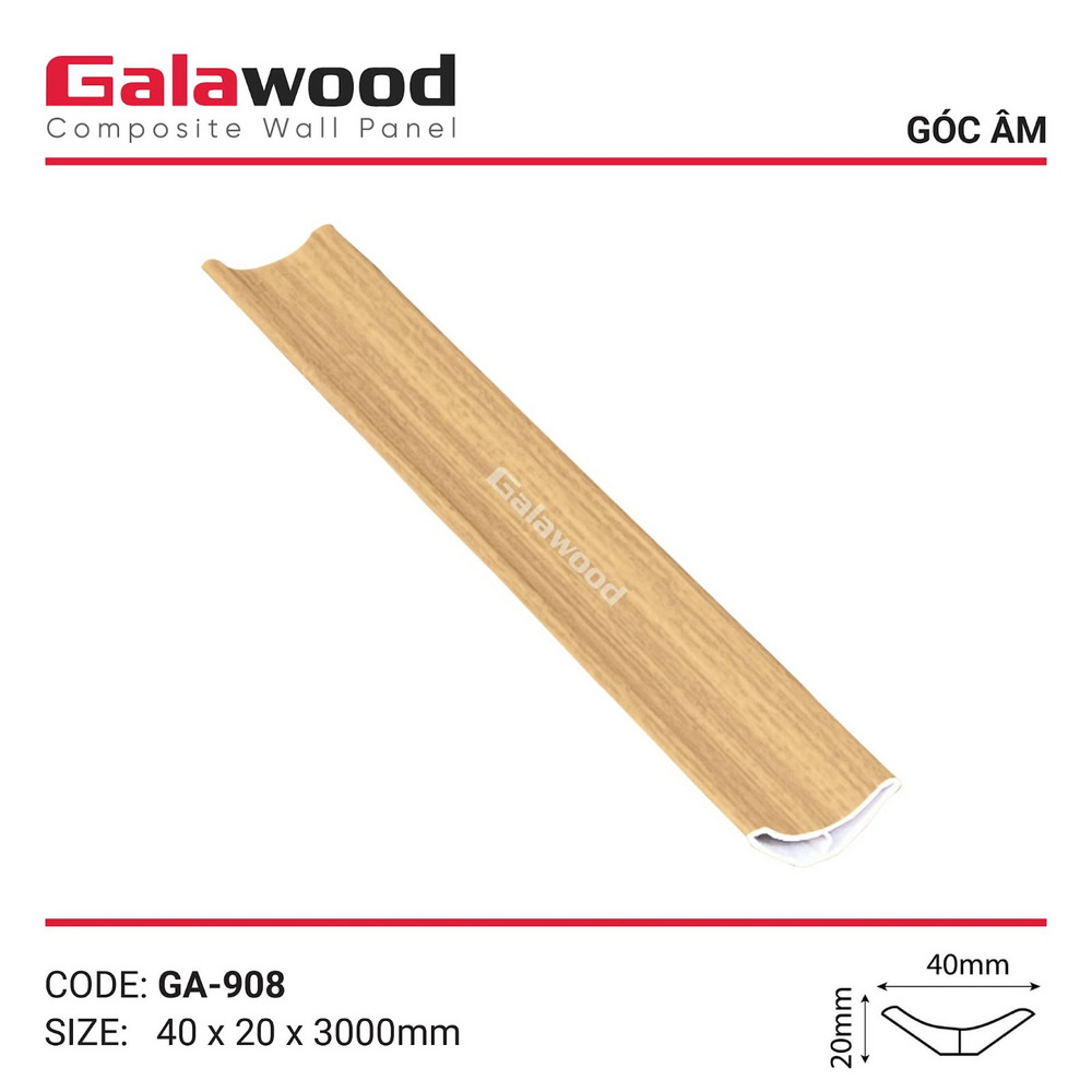 Thanh nẹp góc âm mã GA-908 vàng sồi đậm