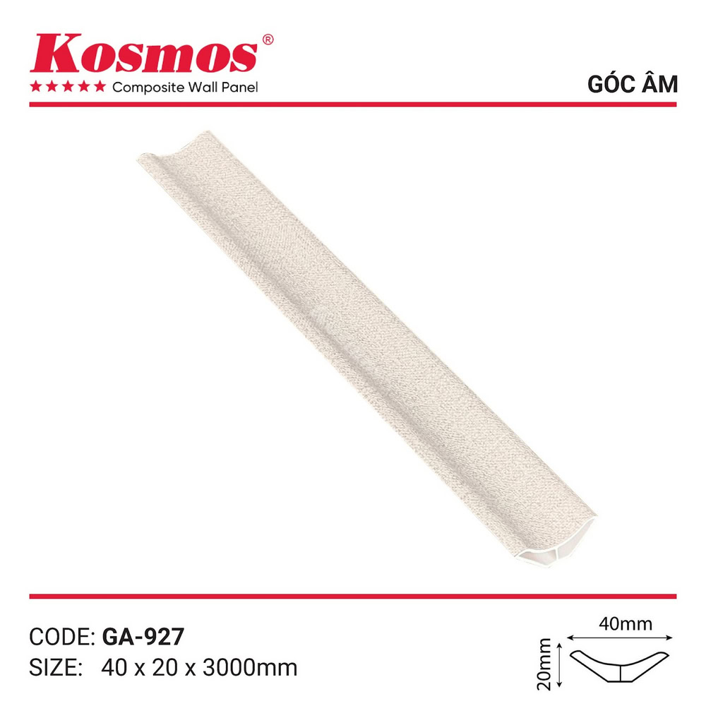 Thanh phào góc âm mã GA-927 vân vải kem