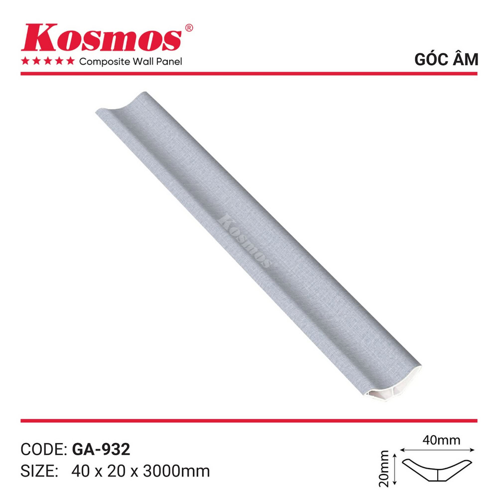GA-932 recessed corner trim with grey fabric texture.