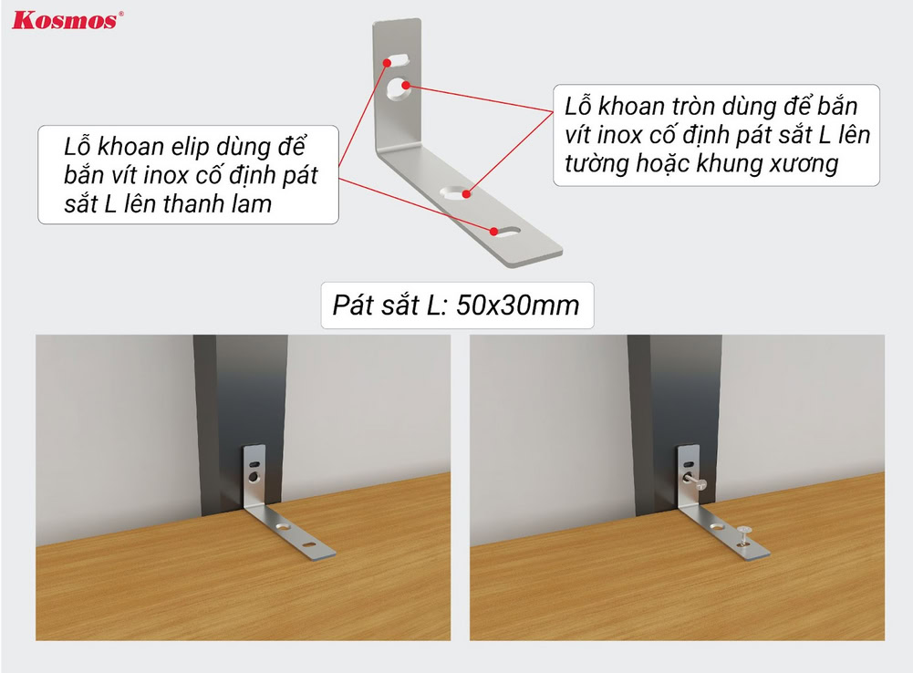 On 1 iron plate L there are 2 round holes and 2 elliptical holes