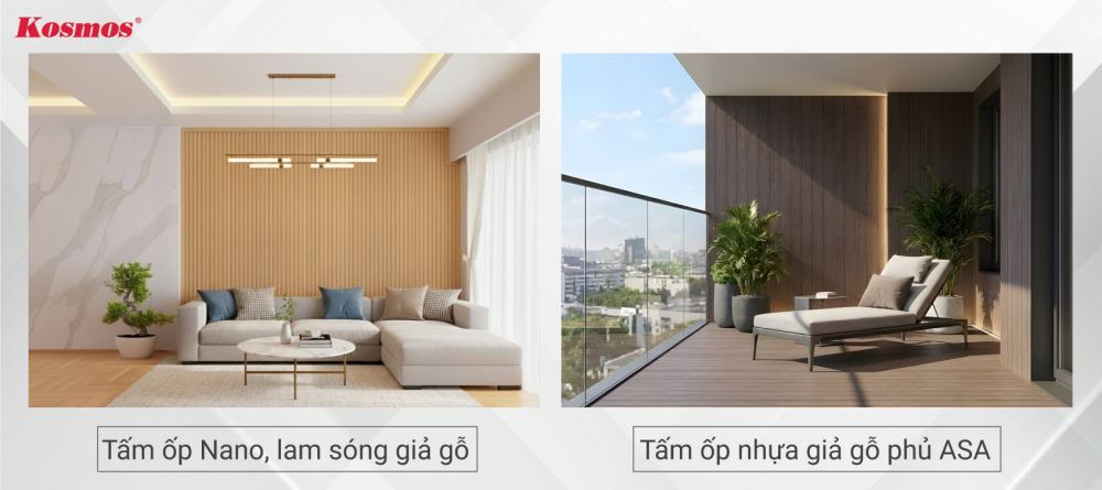 Tường nội, ngoại thất công trình ốp bằng tấm nhựa giả gỗ đẹp
