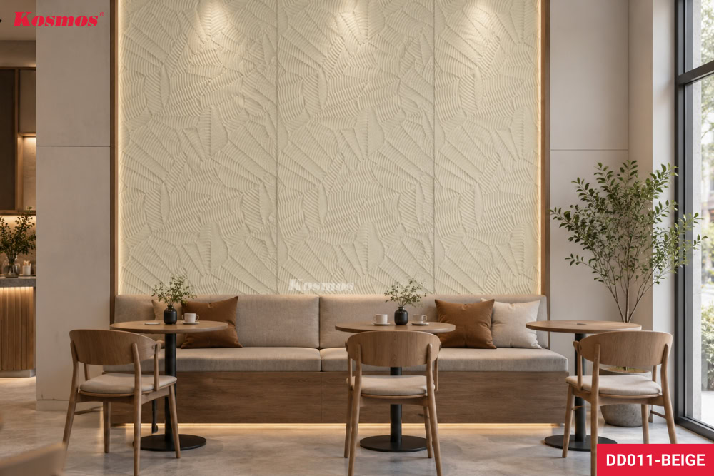 Ứng dụng tấm đá dẻo DD011-BEIGE vào công trình thực tế
