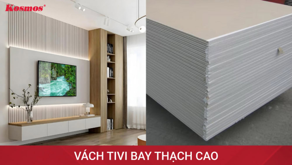 Ứng dụng tấm thạch cao ốp vách tivi