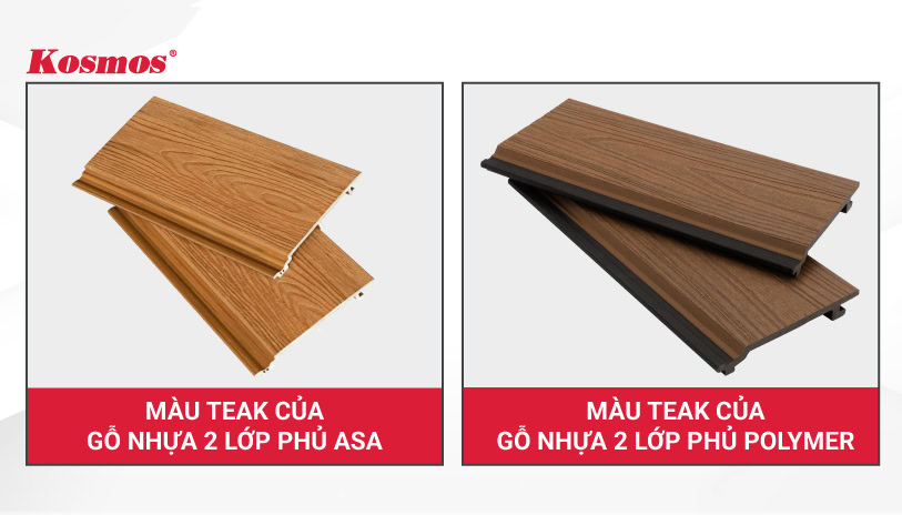 2 Bề mặt gỗ nhựa màu teak