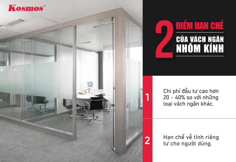 2 điểm hạn chế của vách ngăn nhôm kính