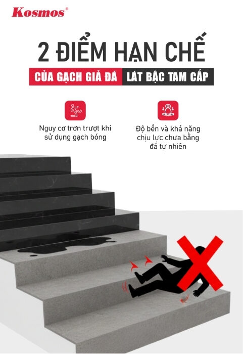 2 điểm hạn chế khi sử dụng gạch giả đá lát bậc tam cấp