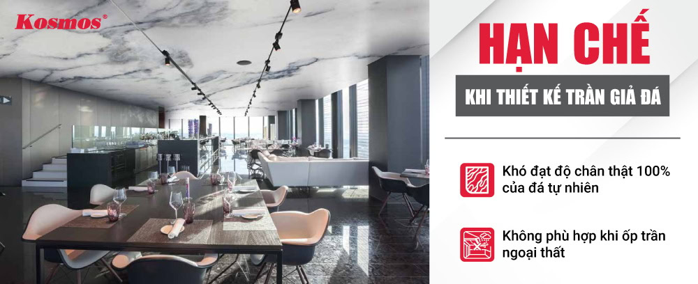 2 hạn chế cần lưu ý khi thiết kế trần giả đá