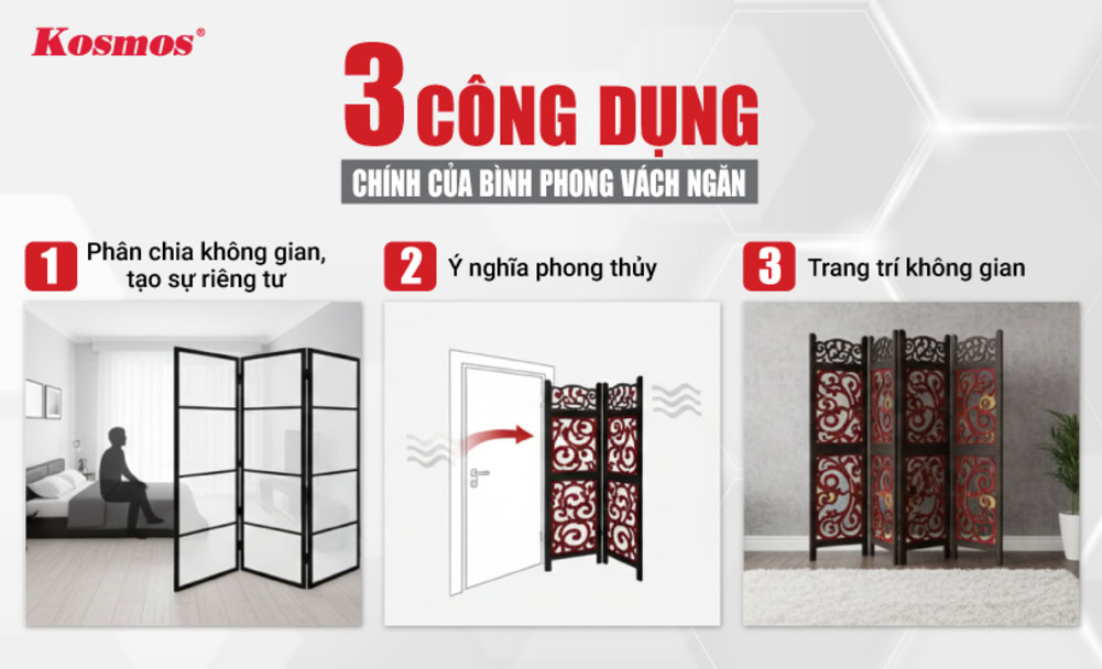 3 công dụng chính của bình phong vách ngăn