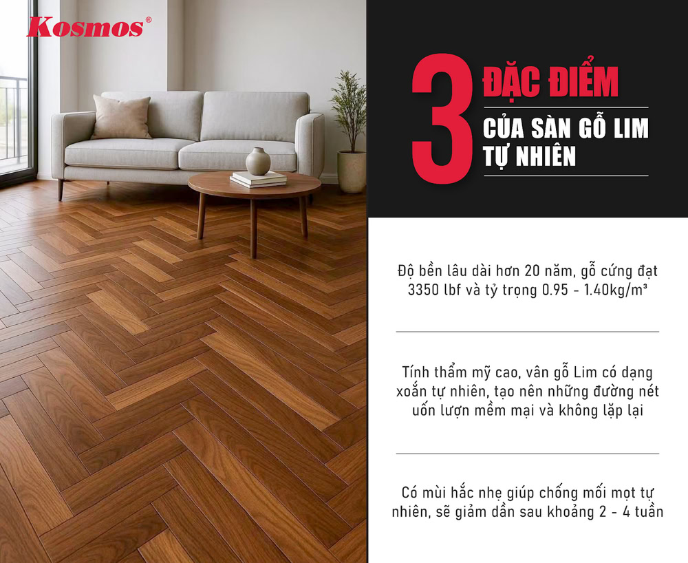 3 đặc điểm của sàn gỗ Lim tự nhiên