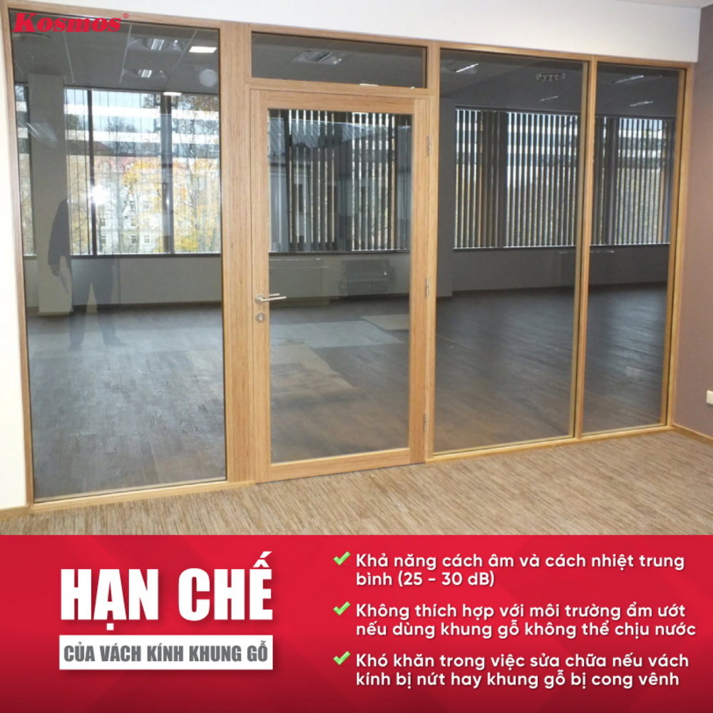 3 hạn chế cần lưu ý khi dùng vách kính khung gỗ